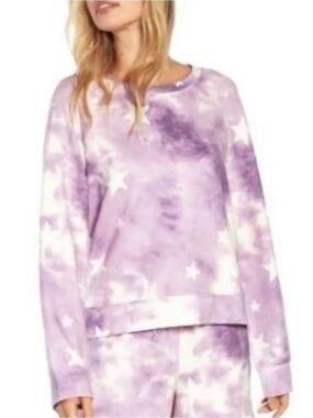 Wildfox Purple Tie Dye Stars Pullover Cropped Sweatshirt